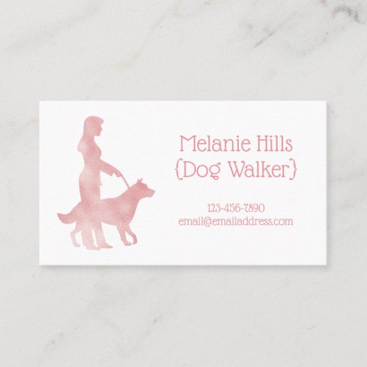 Pink Sparkle  Dog Walker Pet Sitter Visitekaartje (Voorkant)