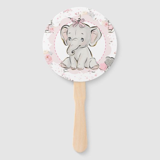 Pink Sparkle Elephant Hand Fans Handwaaier (Voorkant)