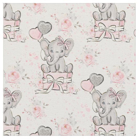 Pink Sparkle Elephant Stof (Close Up)