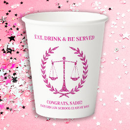 Pink Sparkle Esthetic Law School Afstudeerfeest Papieren Bekers