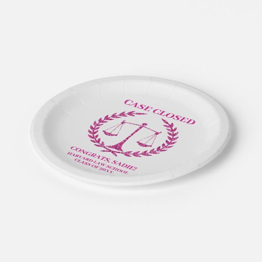 Pink Sparkle Esthetic Law School Afstudeerfeest Papieren Bordje (Gekanteld)
