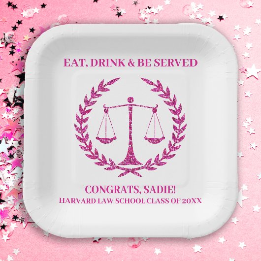 Pink Sparkle Esthetic Law School Afstudeerfeest Papieren Bordje