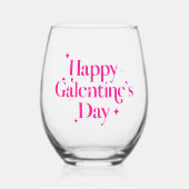 Pink Sparkle Galantine's Day Wijnglas Zonder Voet (Voorkant)