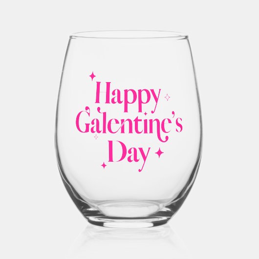 Pink Sparkle Galantine's Day Wijnglas Zonder Voet (Voorkant)
