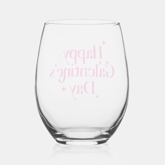 Pink Sparkle Galantine's Day Wijnglas Zonder Voet (Achterkant)