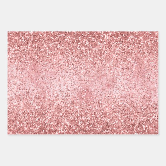 Pink Sparkle Girly Glitzy Glam Glitter Inpakpapier Vel (Voorkant 3)