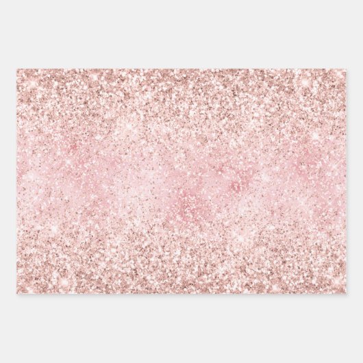 Pink Sparkle Girly Glitzy Glam Glitter Inpakpapier Vel (Voorkant 2)