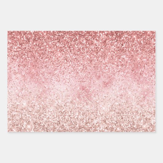 Pink Sparkle Girly Glitzy Glam Glitter Inpakpapier Vel (Voorkant)