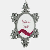 Pink sparkle glitter add bridesmaid name gift thro tin sneeuwvlok ornament (Links)