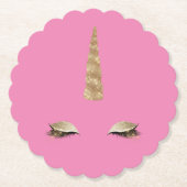 Pink Sparkle Gold Glam Unicorn Kartonnen Onderzetters (Voorkant)