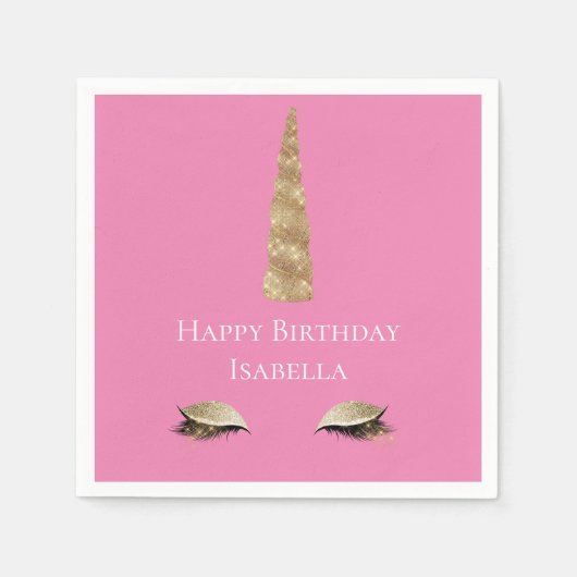 Pink Sparkle Gold Glam Unicorn Servet (Voorkant)