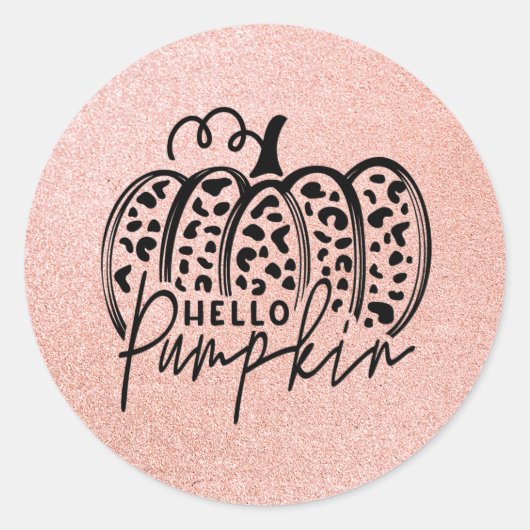 Pink Sparkle Hallo Pumpkin Herfst Classic Round St Ronde Sticker (Voorkant)