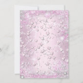 Pink Sparkle Hearts Birthday Invitation Kaart (Achterkant)