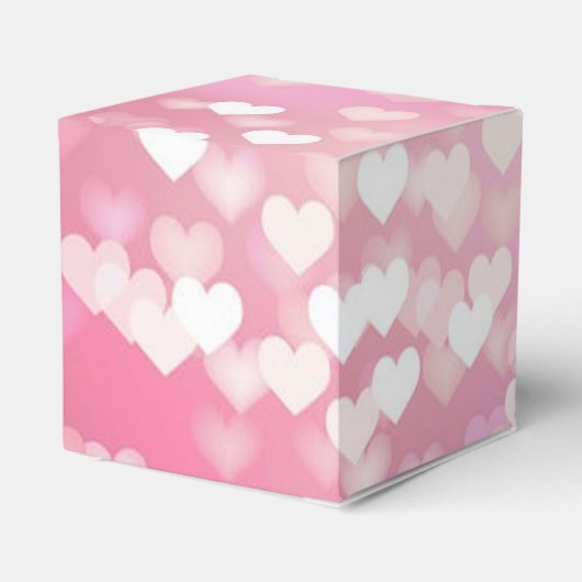 Pink Sparkle Hearts Pattern Heart Favor Box Bedankdoosjes (Achterkant)
