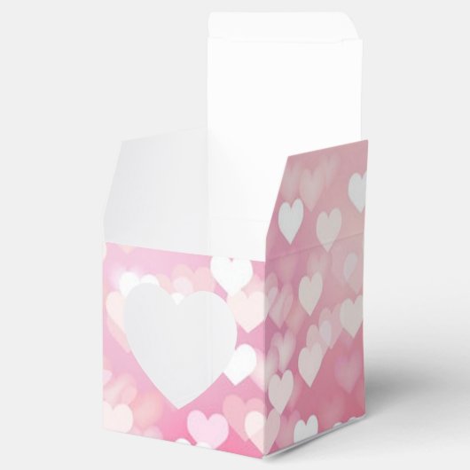 Pink Sparkle Hearts Pattern Heart Favor Box Bedankdoosjes (Geopend)