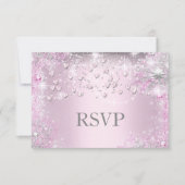 Pink Sparkle Hearts RSVP (Voorkant)