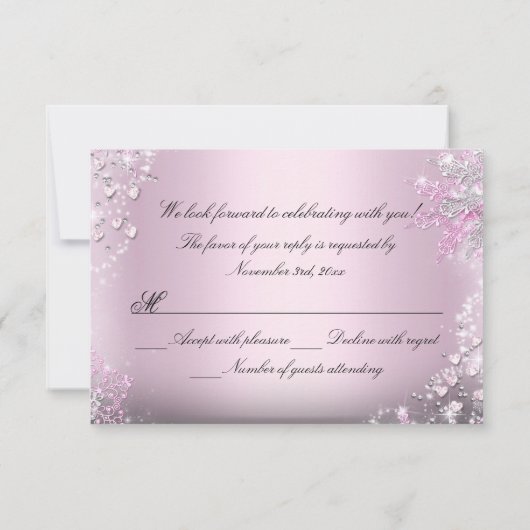 Pink Sparkle Hearts RSVP (Achterkant)