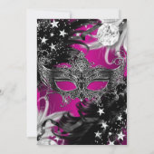 Pink Sparkle Magical Night Masquerade Party Invite Kaart (Achterkant)
