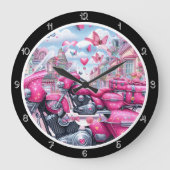 Pink Sparkle Motorcycle Grote Klok (Voorkant)