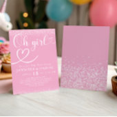 Pink Sparkle Oh Girl Script Heart Cute Kaart