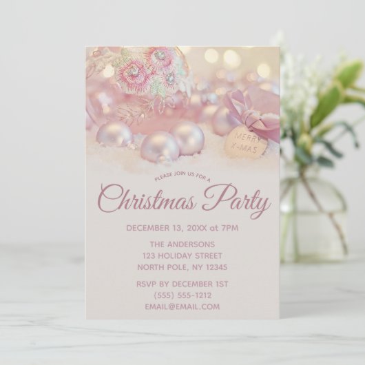 Pink Sparkle Ornament kerstfeest Kaart (Staand voorkant)