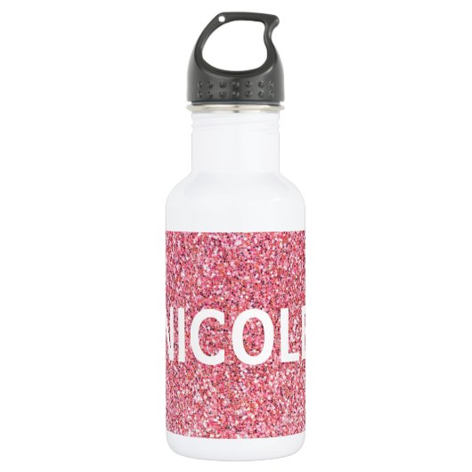Pink Sparkle Persoonlijke benaming Water Fles (Voorkant)