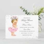 Pink Sparkle Princess Baby shower Kaart (Staand voorkant)