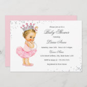 Pink Sparkle Princess Baby shower Kaart (Voorkant / Achterkant)