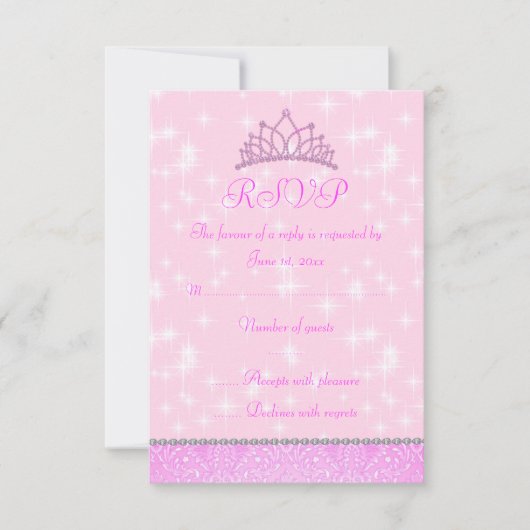 Pink Sparkle Princess RSVP (Voorkant)