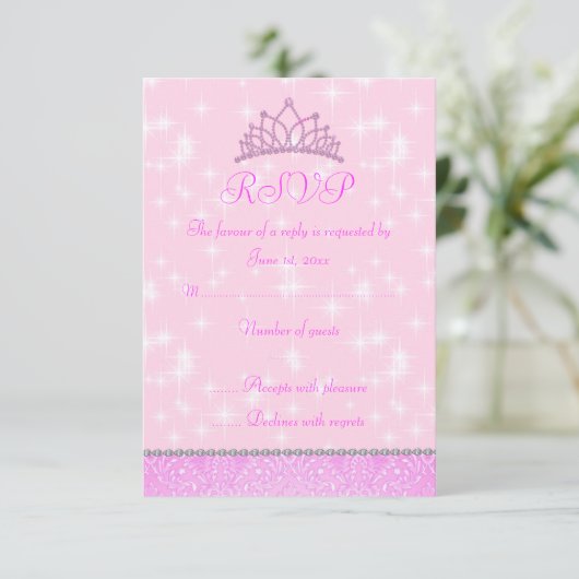 Pink Sparkle Princess RSVP (Staand voorkant)