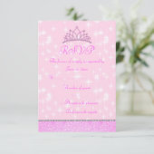 Pink Sparkle Princess RSVP Kaartje (Staand voorkant)