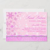 Pink Sparkle Snowflake Sweet16 Uitnodigen Kaart (Voorkant)