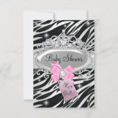 Pink Sparkle Zebra Princess Tiara Baby shower Kaart (Voorkant)