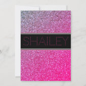 Pink Sparkles Invitation Kaart (Achterkant)