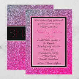 Pink Sparkles Invitation Kaart
