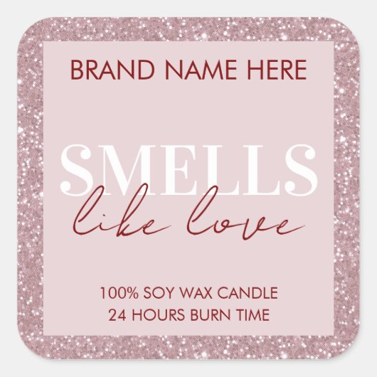 Pink Sparkling Custom Valentine's Day Candle Label (Voorkant)