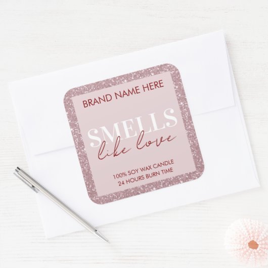 Pink Sparkling Custom Valentine's Day Candle Label (Envelop)