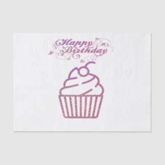 Pink Sparkly Birthday Cupcake-papier Tissuepapier