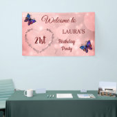 Pink Sparkly Butterfly op maat 21st Birthday Spandoek (Beurs)