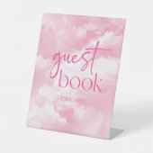 Pink Sparkly Clouds gastenboek Reclamebord Met Voetstuk (Voorkant)