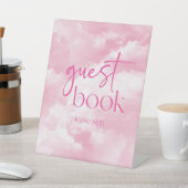 Pink Sparkly Clouds gastenboek Reclamebord Met Voetstuk (Insitu)