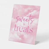 Pink Sparkly Clouds snoep & lekkernijen Reclamebord Met Voetstuk (Voorkant)