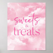Pink Sparkly Clouds Sweets & Treats Sign Poster (Voorkant)