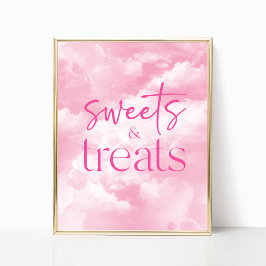 Pink Sparkly Clouds Sweets & Treats Sign Poster