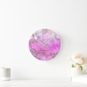 Pink Sparkly Glitter Bokeh Girly Aangepast Ronde Klok (Huis)