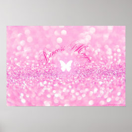 Pink Sparkly Glitter Butterfly Princess Poster