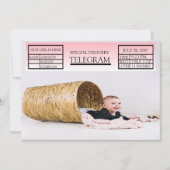 Pink Special Telegram Geboorteaankondiging voor Me Kaart (Voorkant)