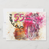 Pink Splash 55 Jaar Oud Verjaardagsfeestuitnodigin Kaart (Voorkant)