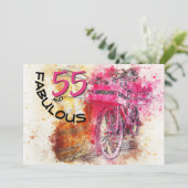 Pink Splash 55 Jaar Oud Verjaardagsfeestuitnodigin Kaart (Staand voorkant)