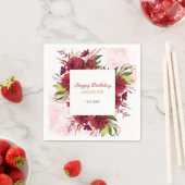 Pink Splash Bourgondië Dahlia Roos Verjaardag Servet (Insitu)